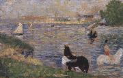 Georges Seurat Horses in the Seine oil painting artist